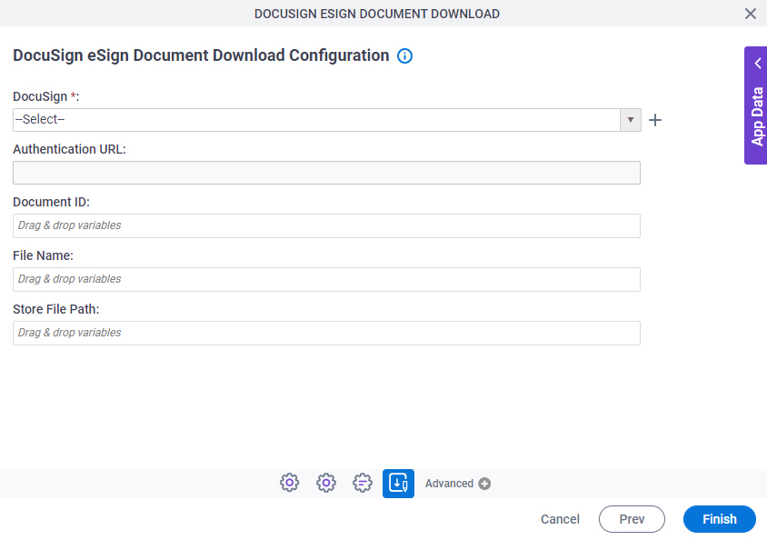 DocuSign eSign Document Download Configuration screen