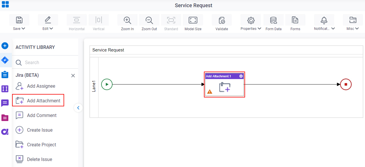 Drag Add Attachment activity