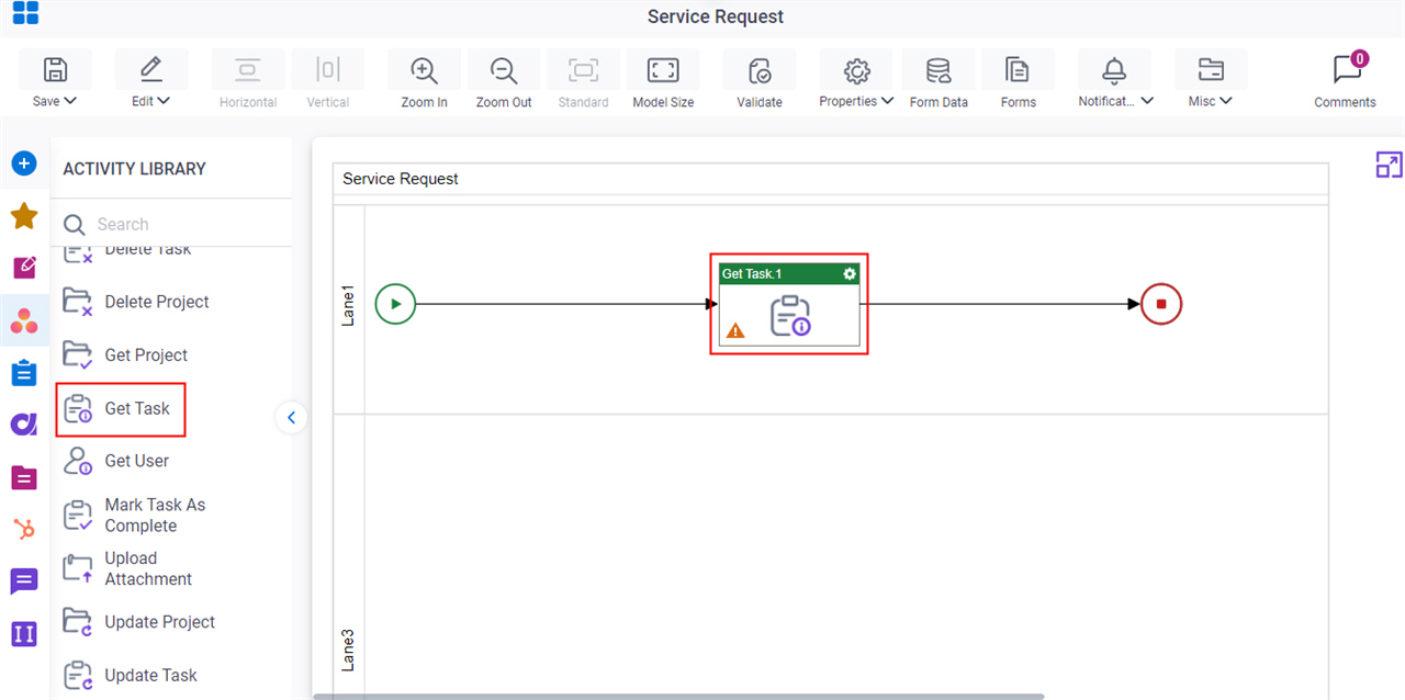 Drag Get Task activity