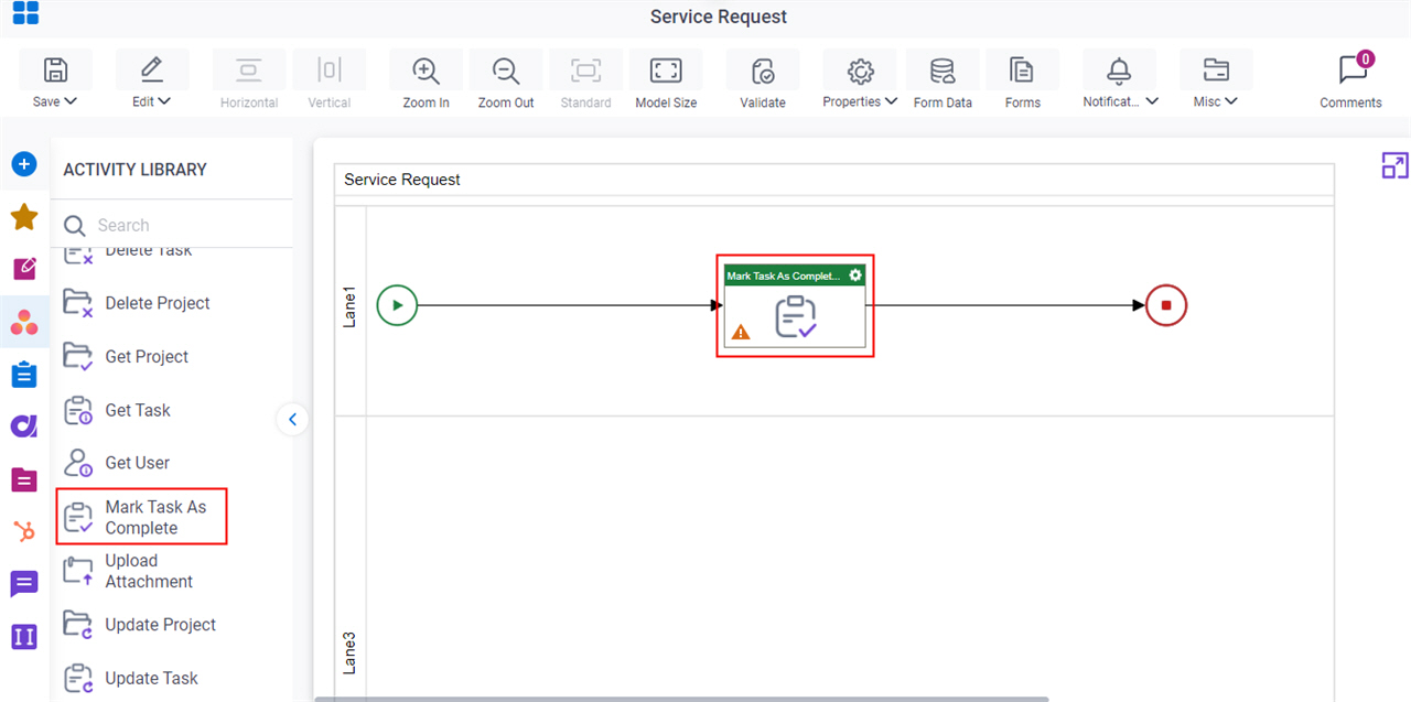 Drag Mark Task As Complete activity