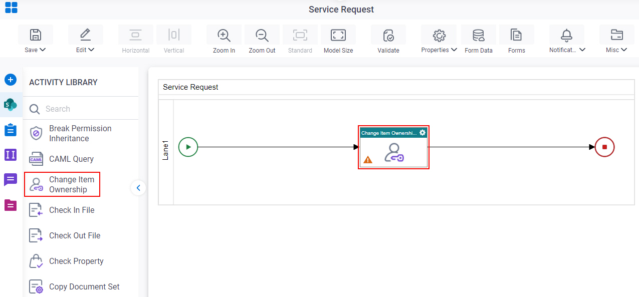 Change Item Ownership activity