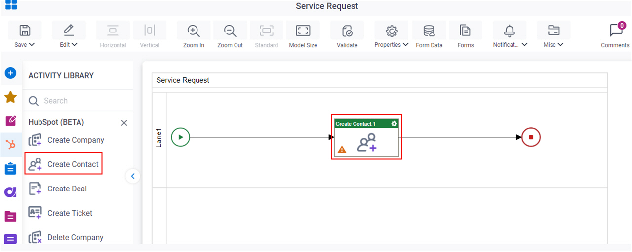 Drag Create Contact activity