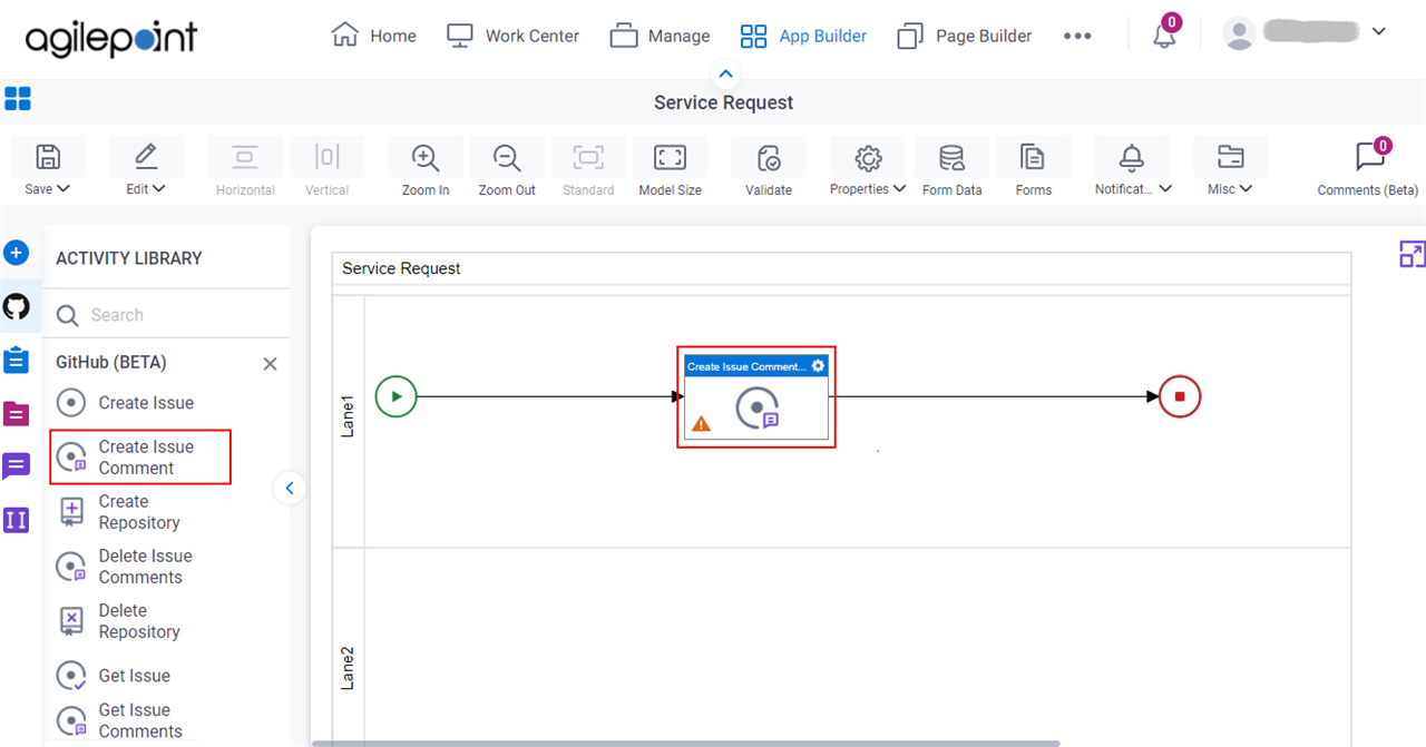 Drag Create Issue Comment activity