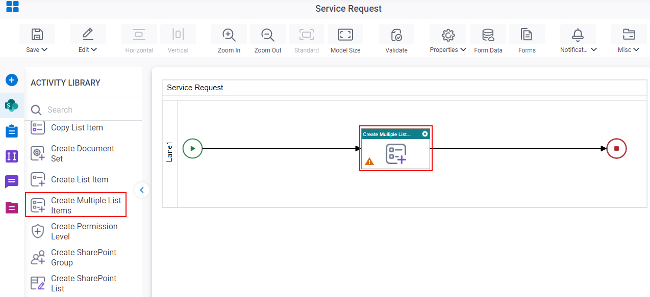 Create Multiple List Items activity