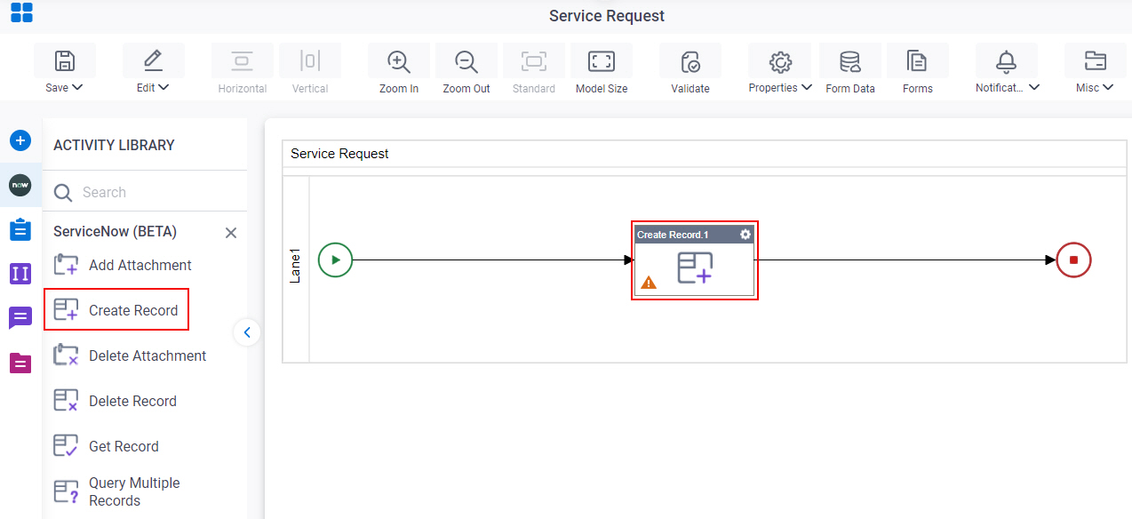 Drag Create Record activity