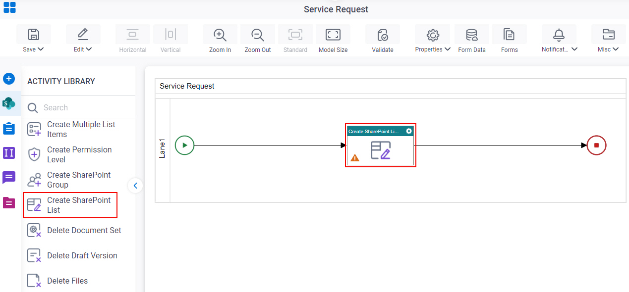 Create SharePoint List activity