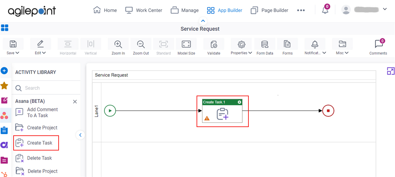 Drag Create Task activity