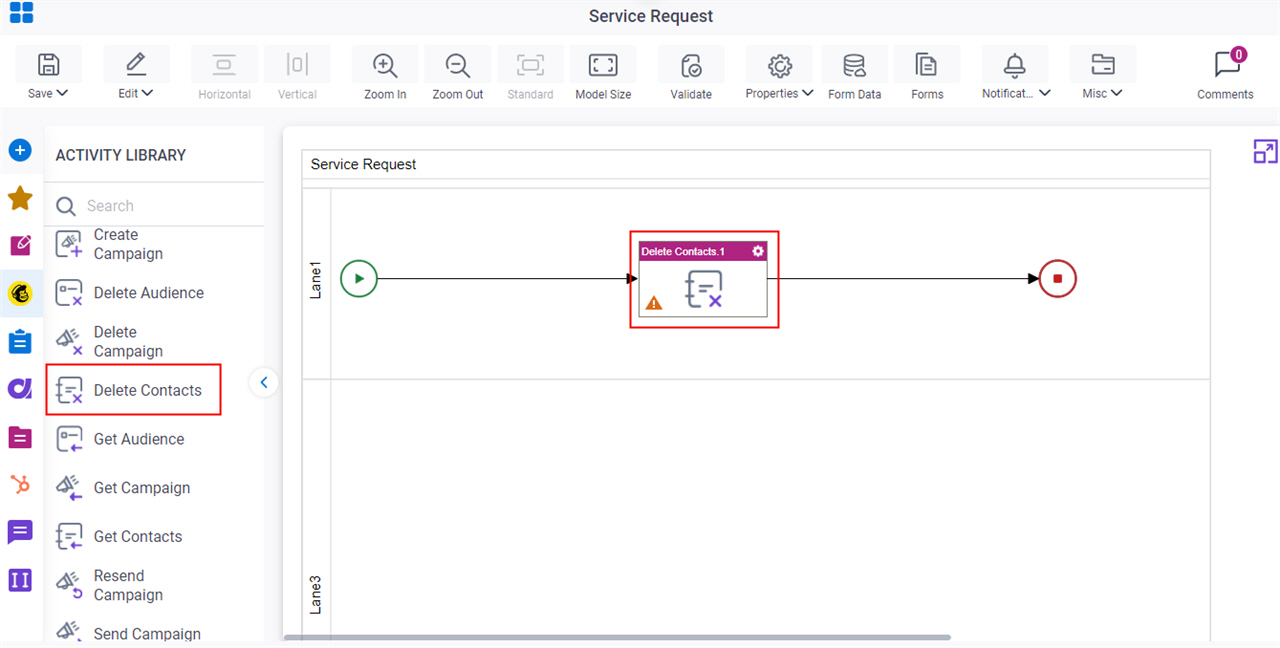 Drag Delete Contacts activity