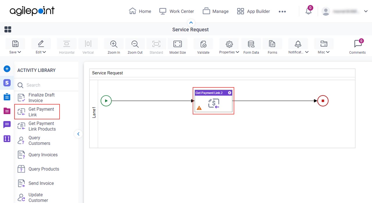 Drag Get Payment Link activity