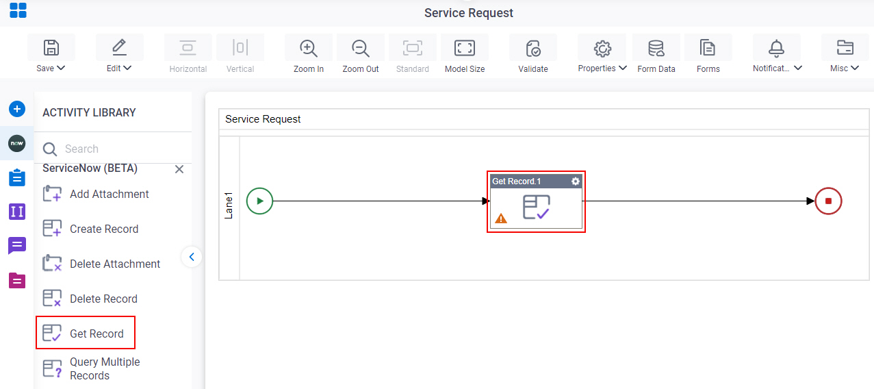 Drag Get Record activity