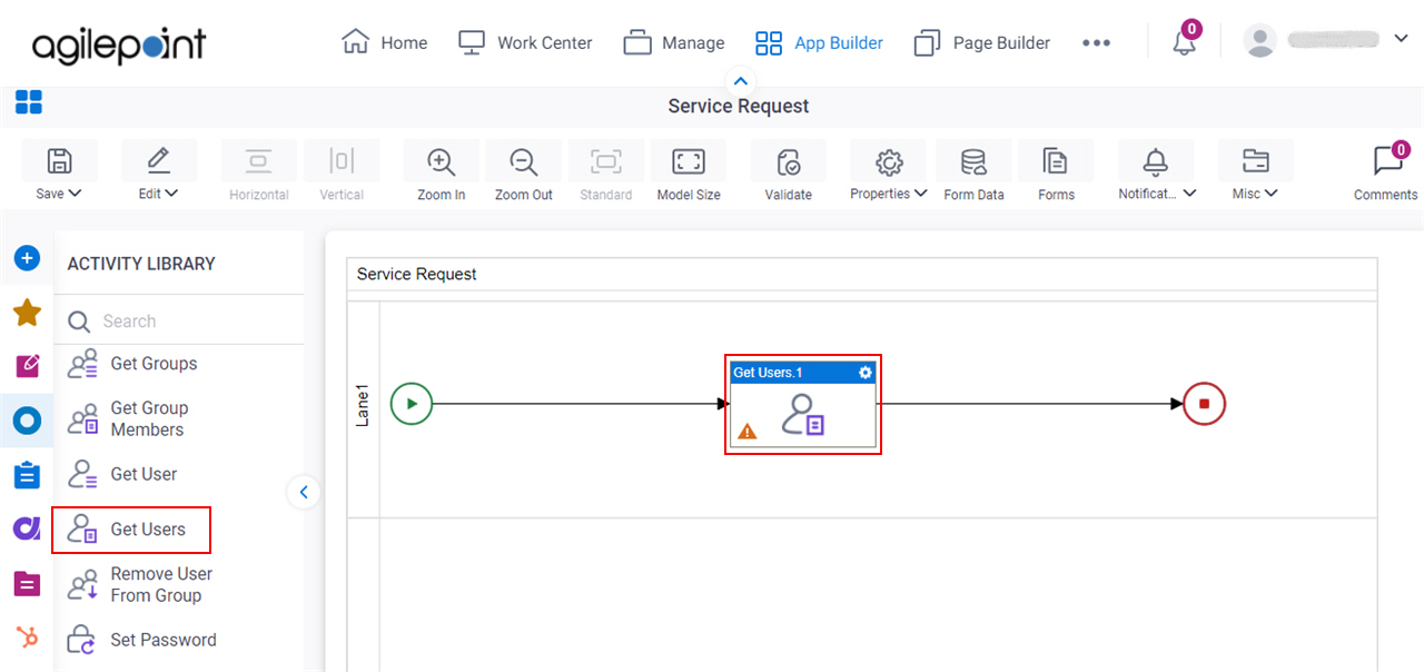 Drag Get Users activity