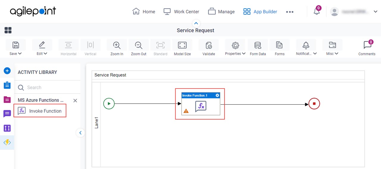 Drag Invoke Function activity