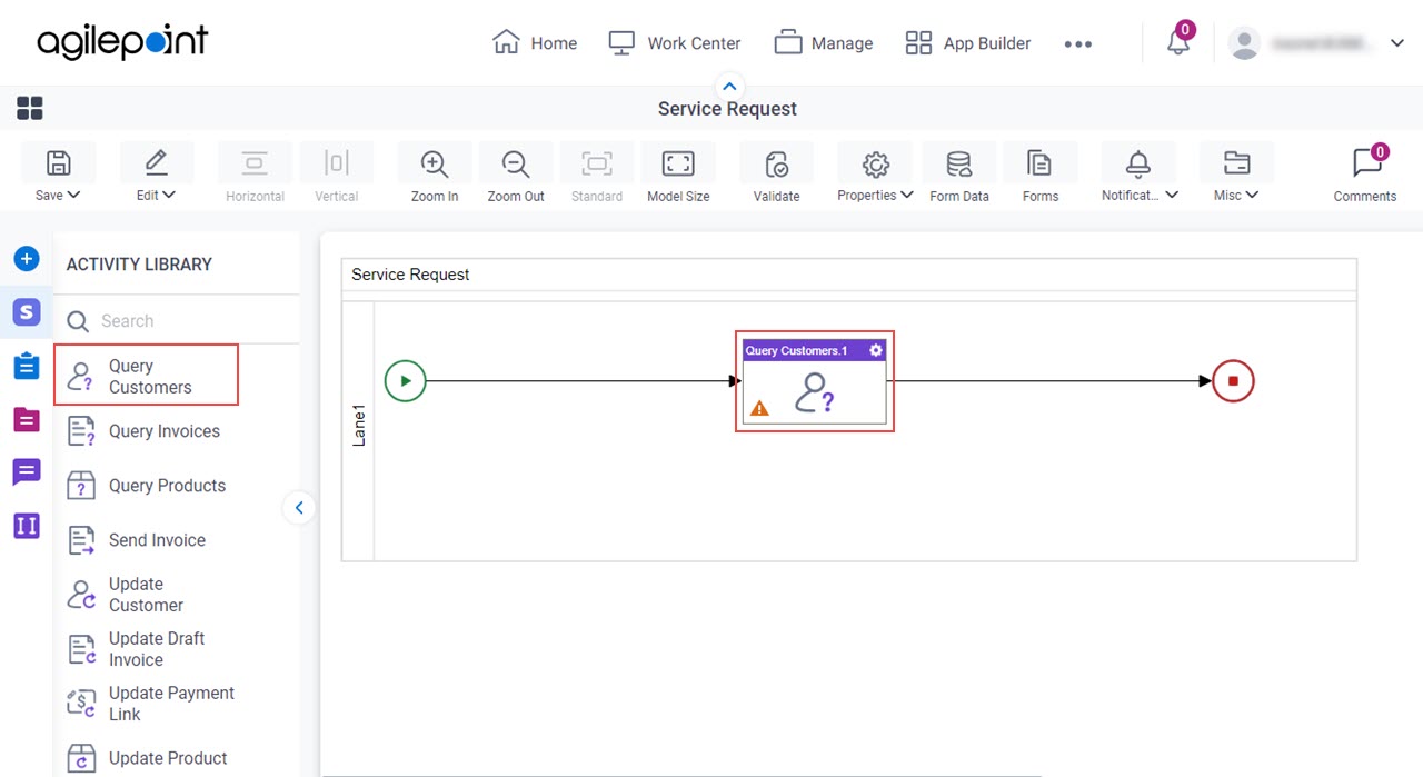 Drag Query Customers activity