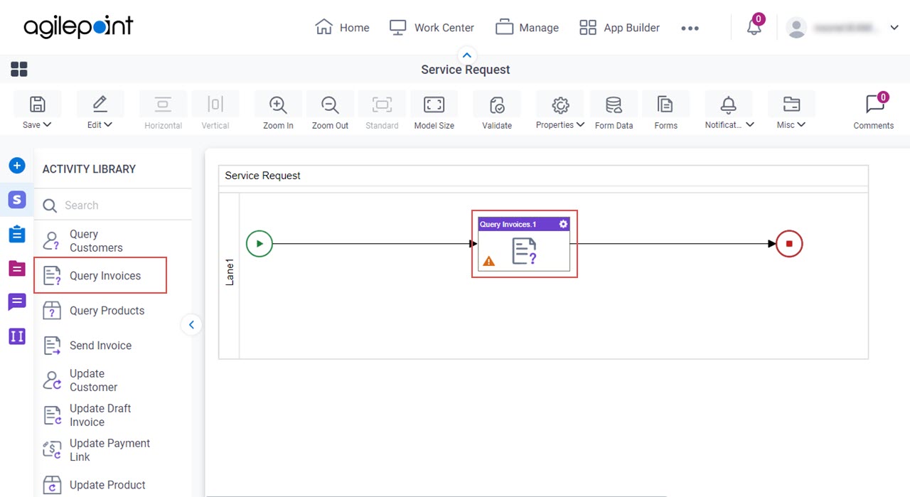 Drag Query Invoices activity