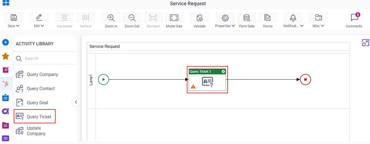 Drag Query Ticket activity