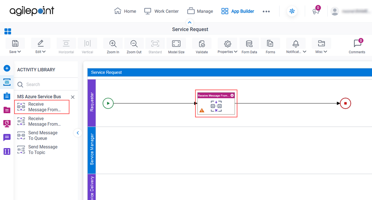 Drag Receive Message From Queue activity