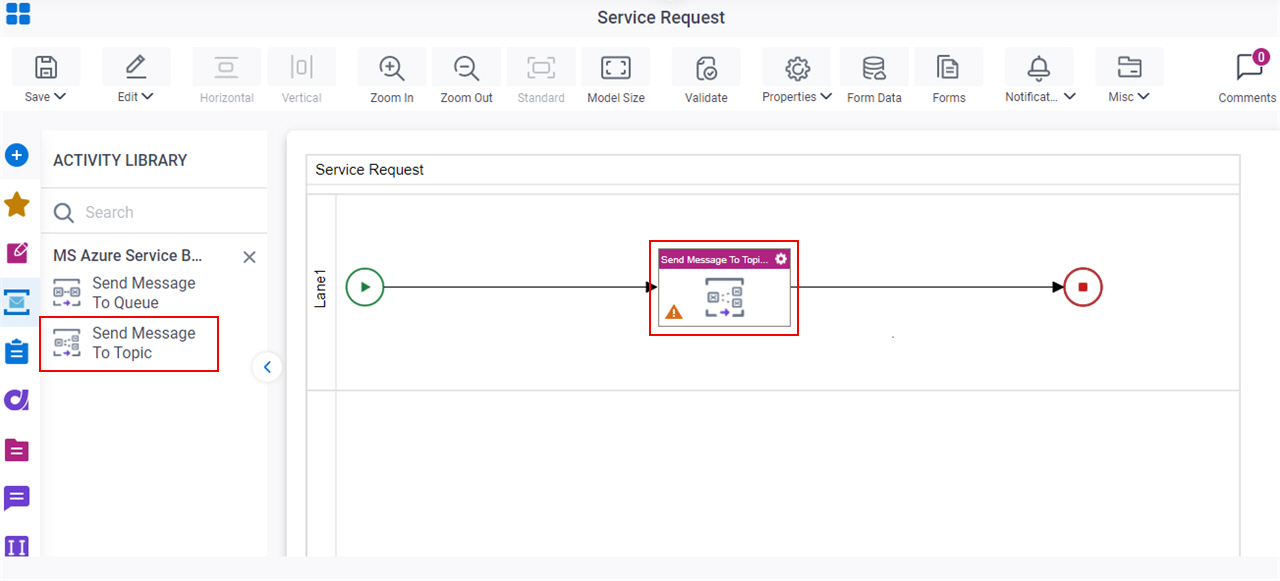 Drag Send Message To Topic activity