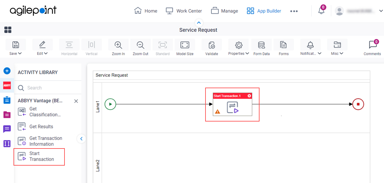 Drag Start Transaction activity