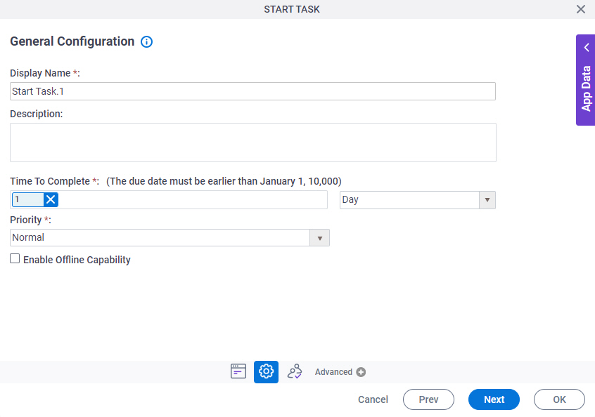 General Configuration screen