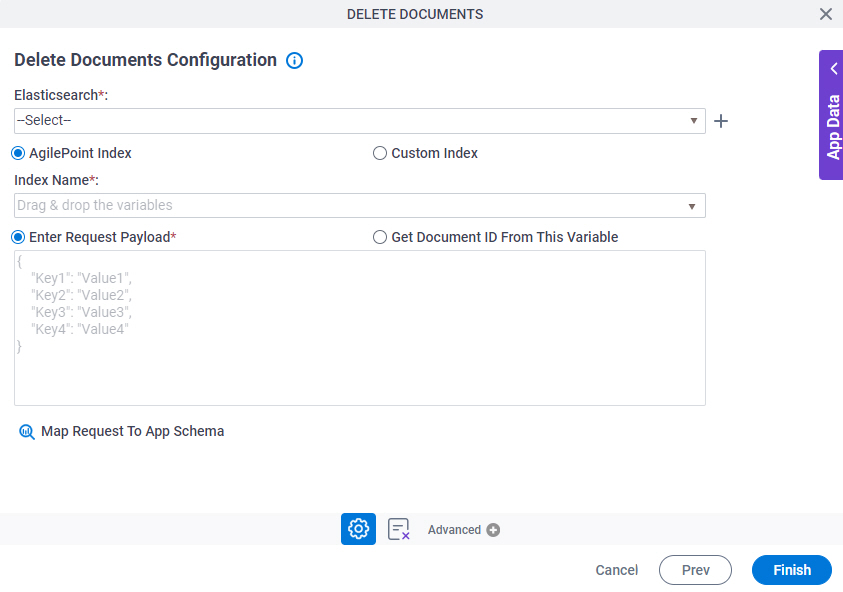 Delete Documents Configuration screen