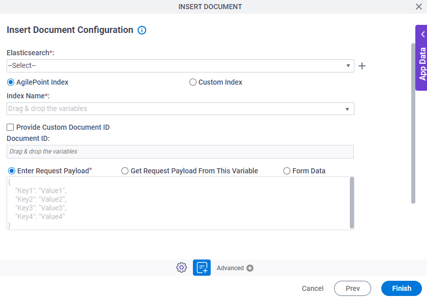 Insert Document Configuration screen