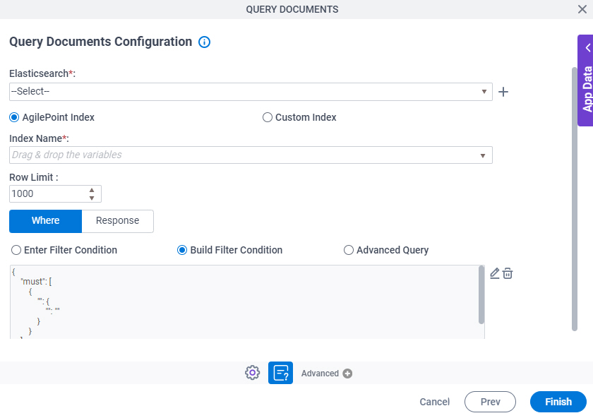 Query Documents Configuration Where tab