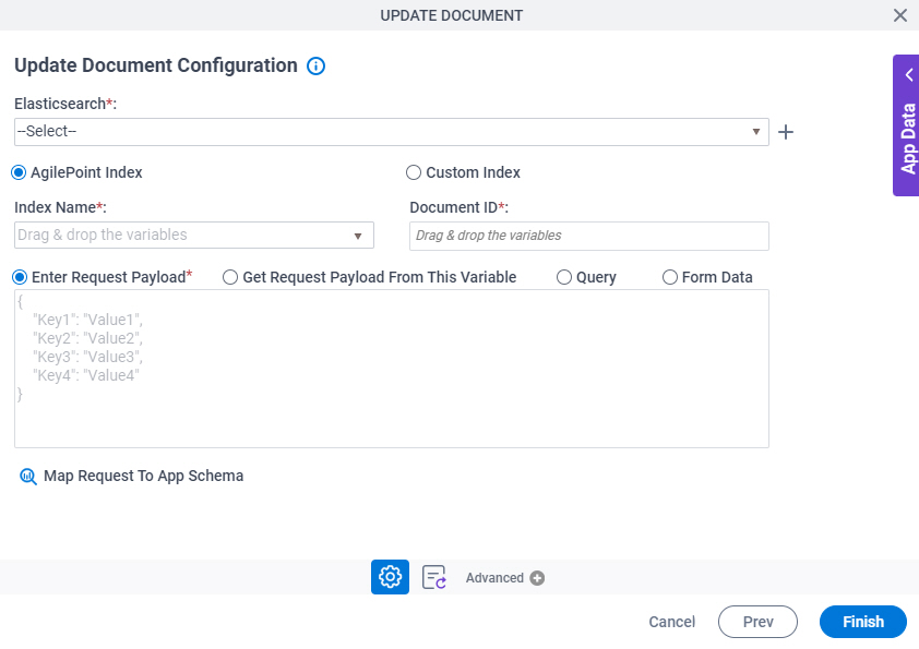 Update Document Configuration screen