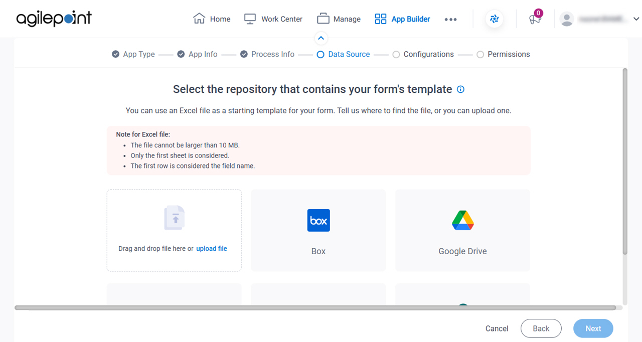 Select the repository that contains your forms template screen