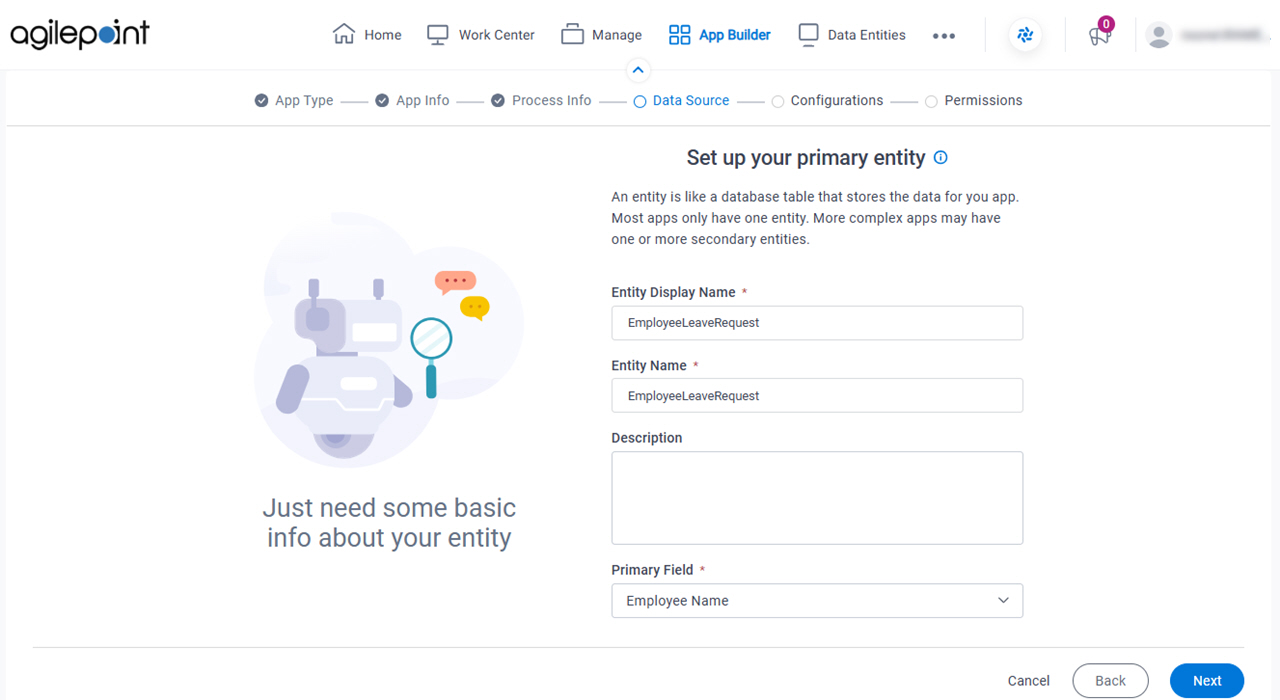 Set up your primary entity screen