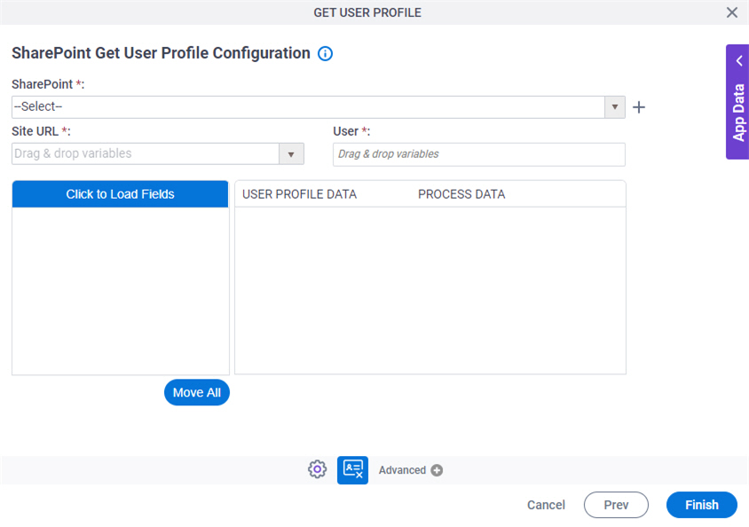 SharePoint Get User Profile Configuration screen