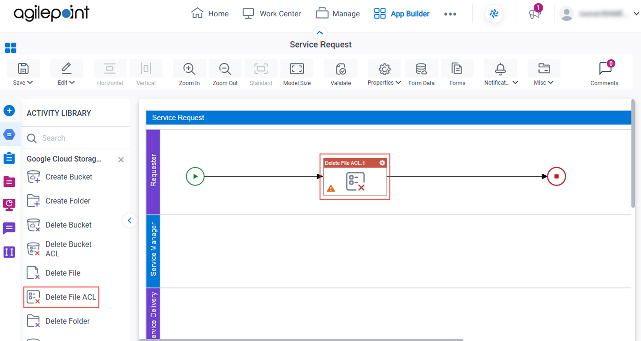 Drag Delete File ACL activity