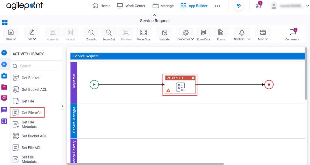 Drag Get File ACL activity