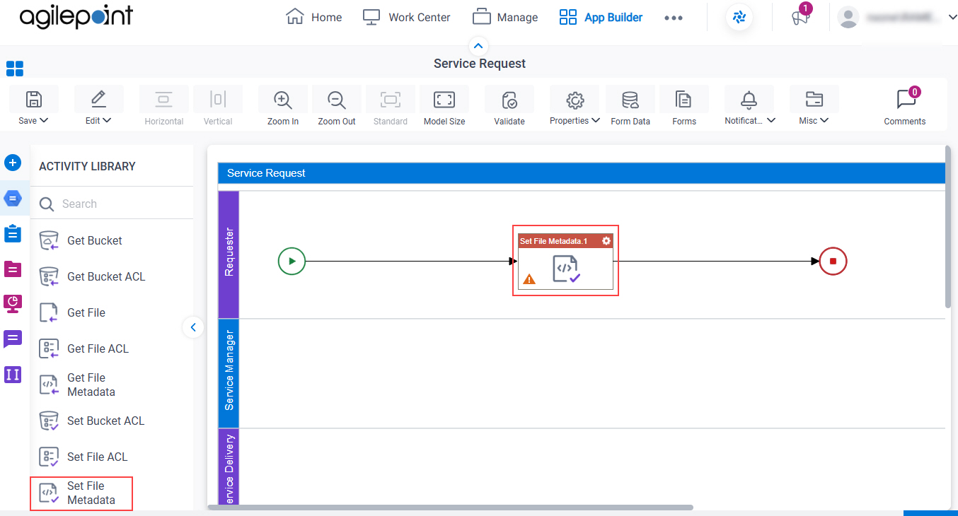 Drag Set File Metadata activity