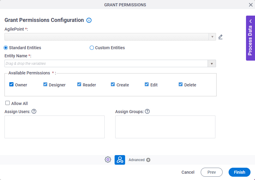 Grant Permissions Configuration screen