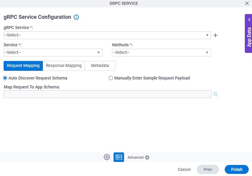 gRPC Service Configuration Request Mapping tab