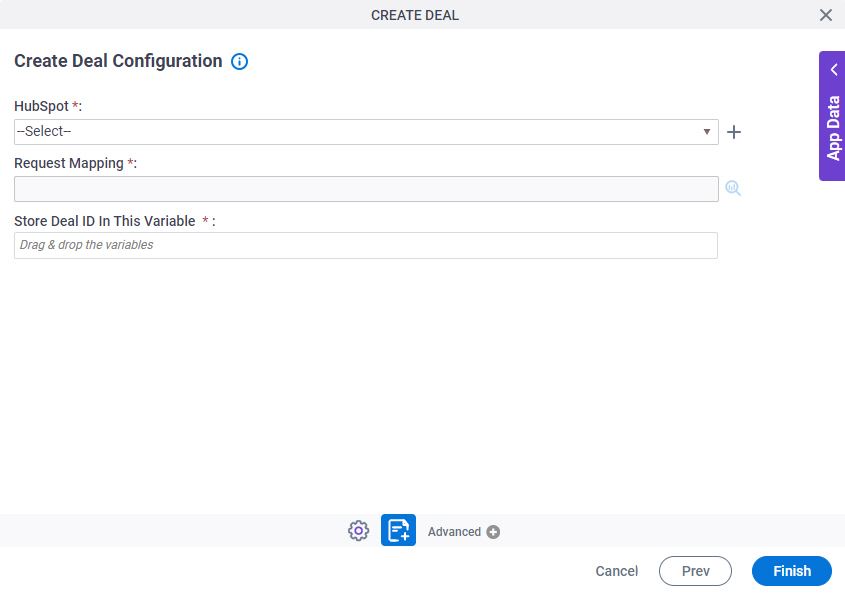 Create Deal Configuration screen