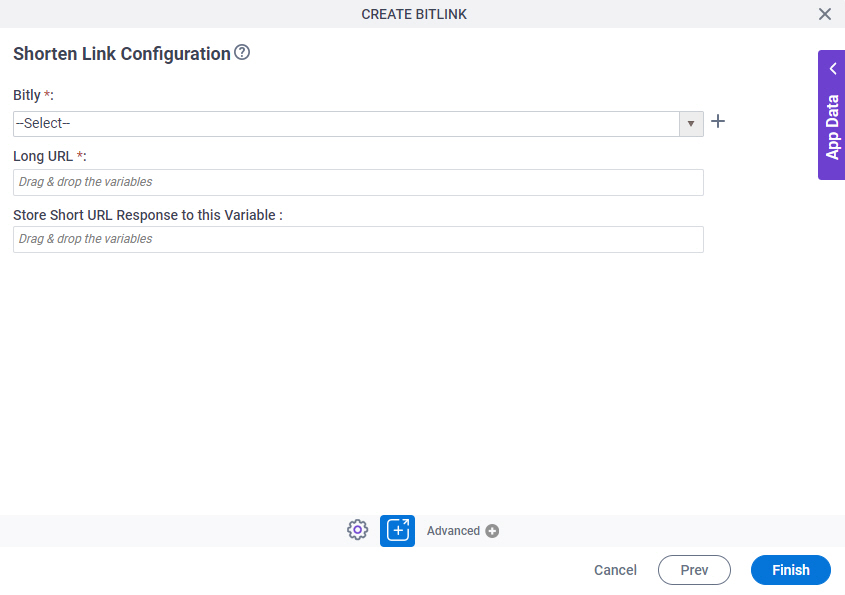 Create Bitlink Configuration screen