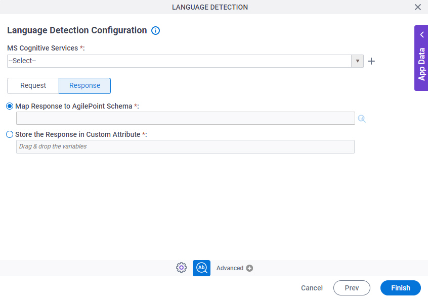 Language Detection Configuration Response tab