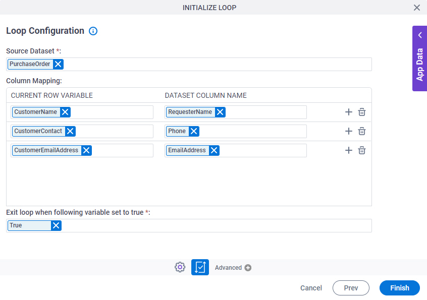 Loop Configuration screen