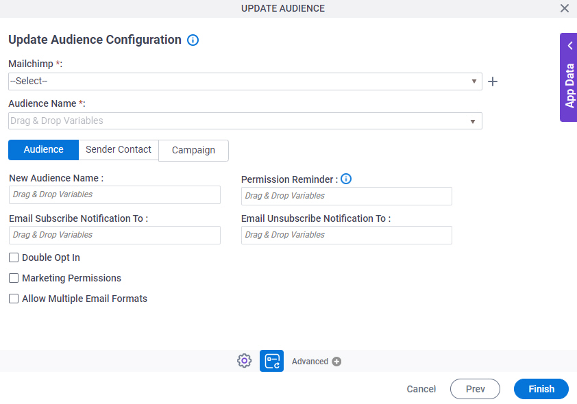 Update Audience Configuration Audience tab