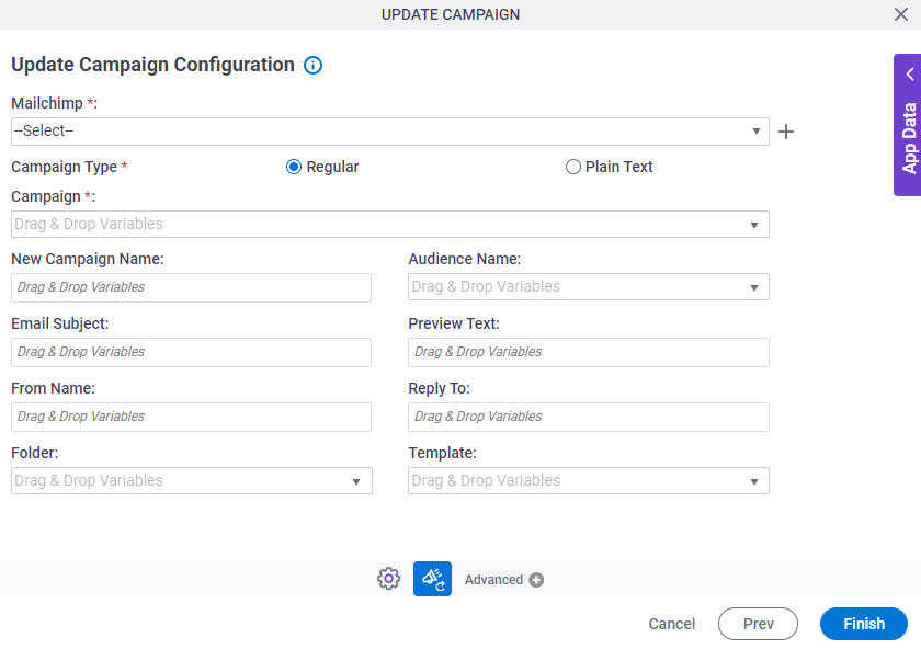 Update Campaign Configuration screen