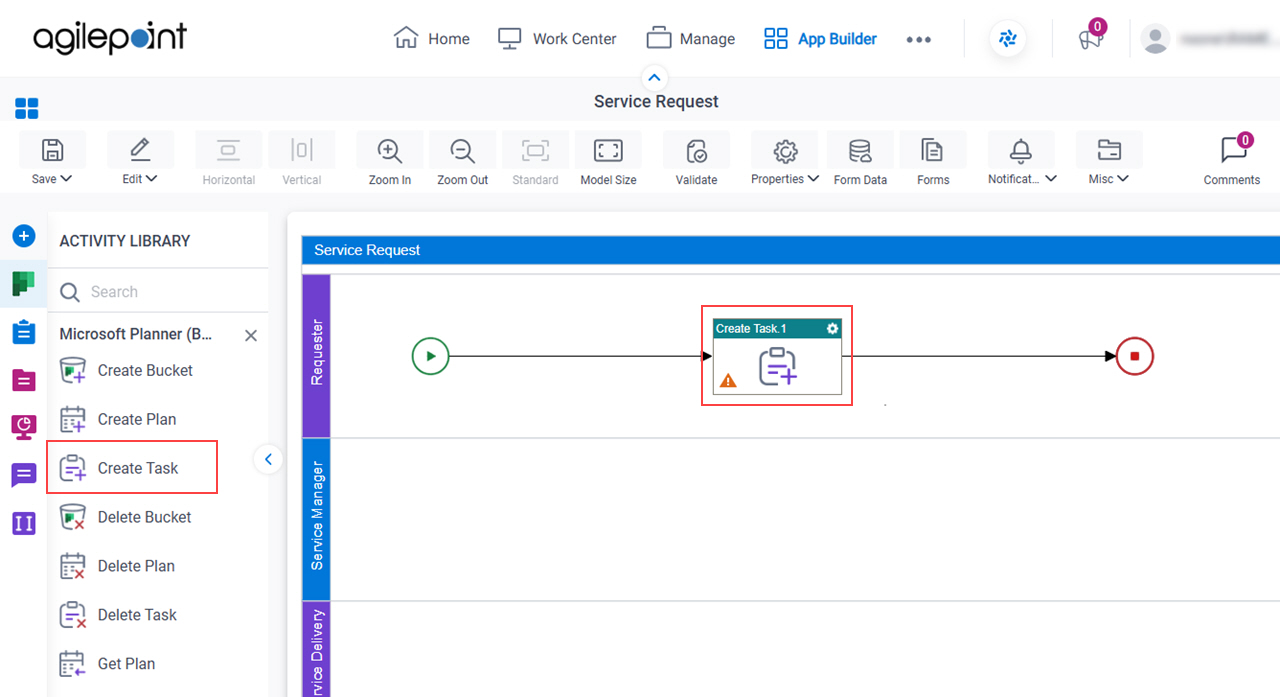 Drag Create Task activity