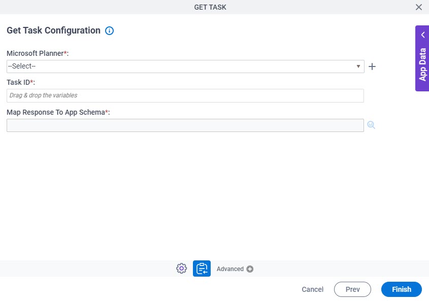 Get Task Configuration screen