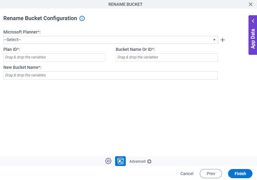 Rename Bucket Configuration screen