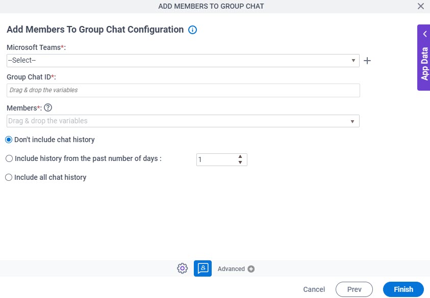 Add Members To Group Chat Configuration screen