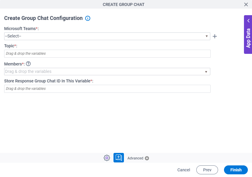 Create Group Chat Configuration screen