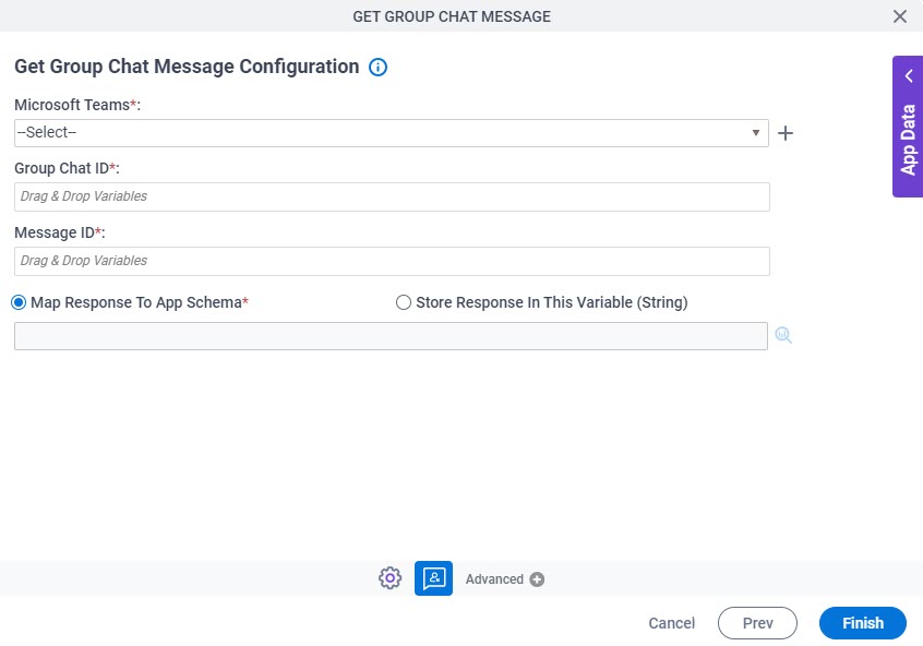 Get Group Chat Message Configuration screen