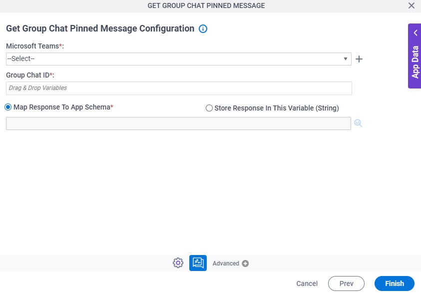 Get Group Chat Pinned Message Configuration screen