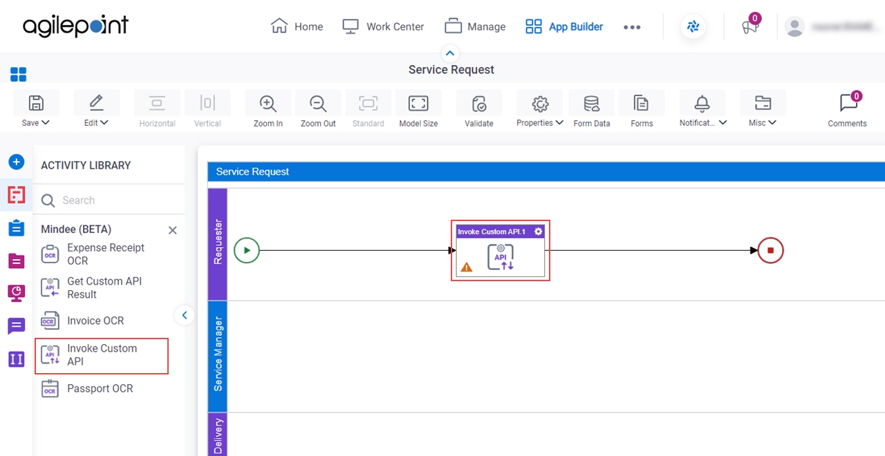 Invoke Custom API activity