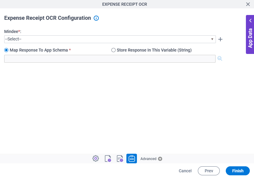 Expense Receipt OCR Configuration screen